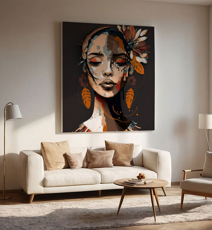 PORTRAIT OF A WOMAN WITH CLOSED EYES , PORTRAITS & FIGURATIVE ILLUSTRATIONS