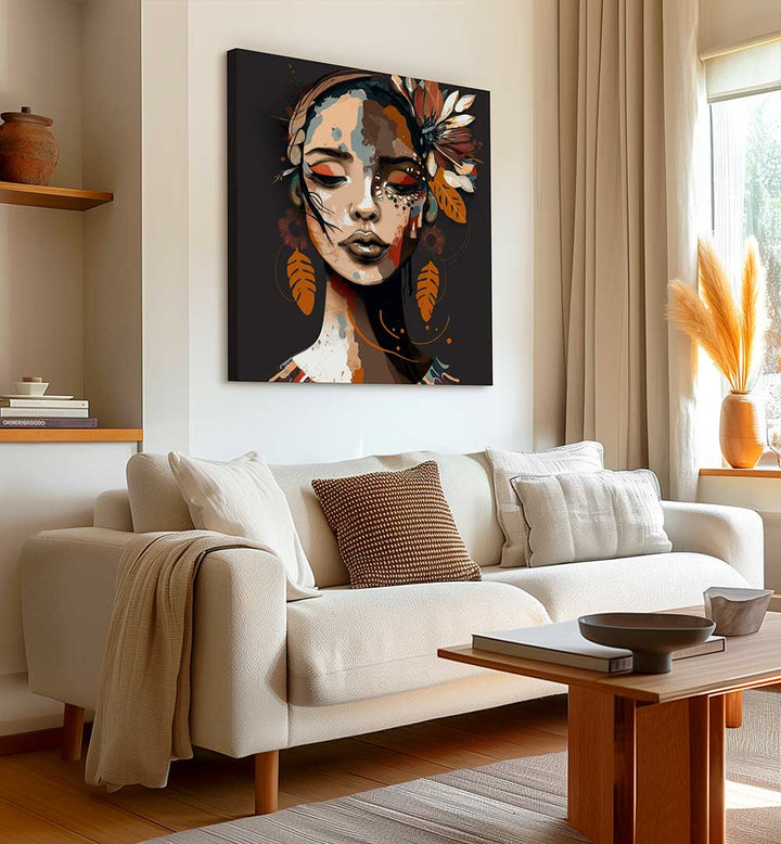 PORTRAIT OF A WOMAN WITH CLOSED EYES , PORTRAITS & FIGURATIVE ILLUSTRATIONS