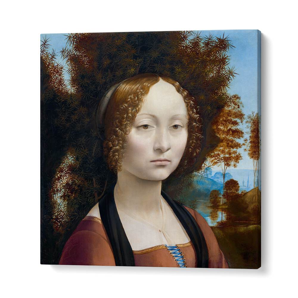 Portrait Of Ginevra De Benci (Ca.1474 - 1478) Leonardo Da Vinci art painting Artwork in Gallery Wrap