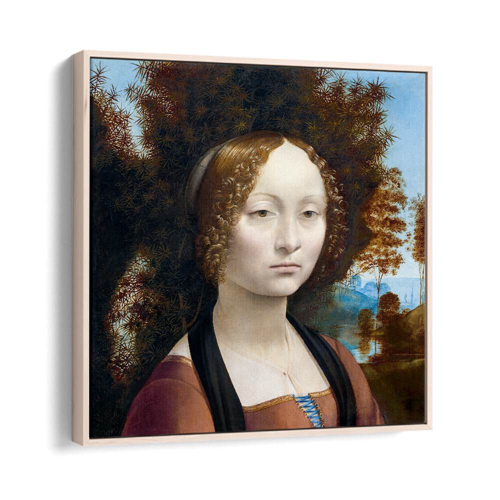 Portrait Of Ginevra De Benci (Ca.1474 - 1478) Leonardo Da Vinci art painting Artwork in Oak Wood Floater Frame