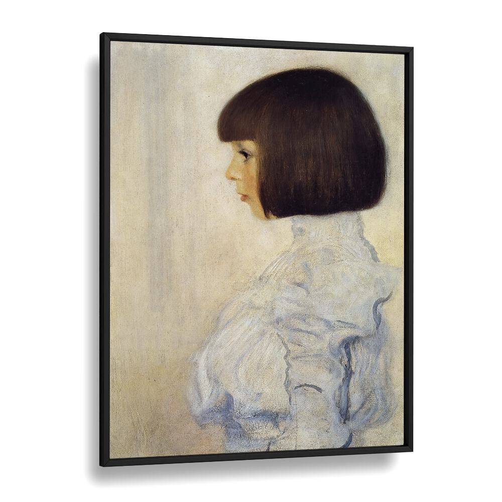 Portrait Of Helene Klimt By Gustav Klimt (1898) Vintage Art Artwork in Black Plain Frame