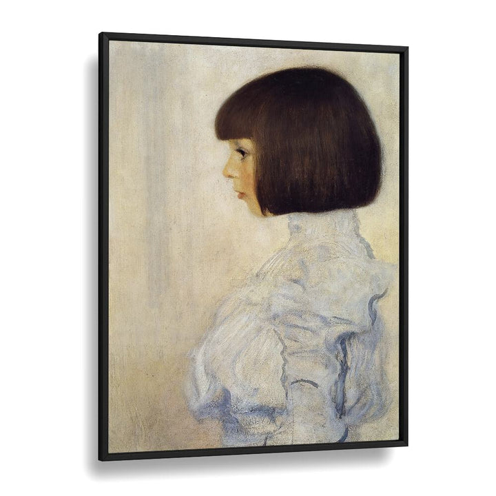 Portrait Of Helene Klimt By Gustav Klimt (1898) Vintage Art Artwork in Black Plain Frame