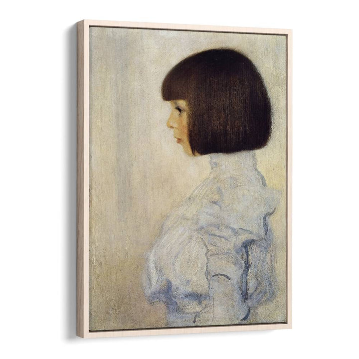 Portrait Of Helene Klimt By Gustav Klimt (1898) Vintage Art Artwork in Oak Wood Floater Frame