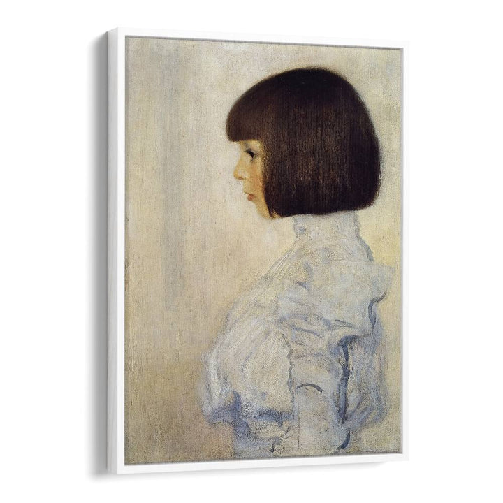 Portrait Of Helene Klimt By Gustav Klimt (1898) Vintage art painting Artwork in White Floater Frame