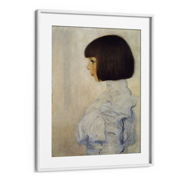 Portrait Of Helene Klimt By Gustav Klimt (1898) Vintage Art Artwork in White Frame With Mount