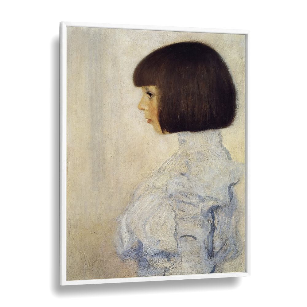 Portrait Of Helene Klimt By Gustav Klimt (1898) Vintage art Artwork in White Plain Frame