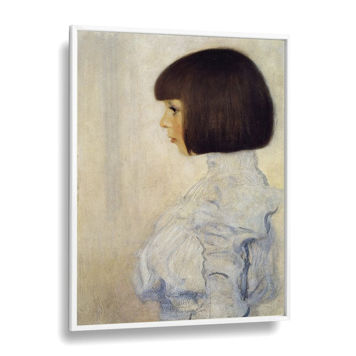 Portrait Of Helene Klimt By Gustav Klimt (1898) Vintage art Artwork in White Plain Frame