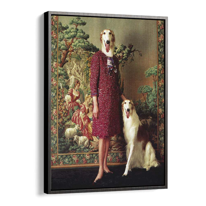 Portrait - Saluki  Surreal Painting Artwork in Black Floater Frame