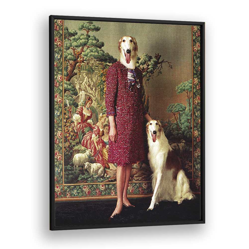 Portrait - Saluki   Surreal Painting Artwork  in Black Plain Frame
