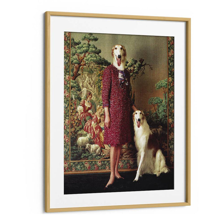 Portrait - Saluki    Surreal Painting Artwork in Oak Wood Frame With Mount