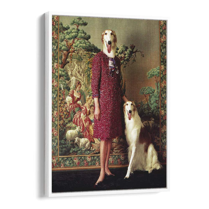 Portrait - Saluki   Surreal Painting Artwork  in White Floater Frame