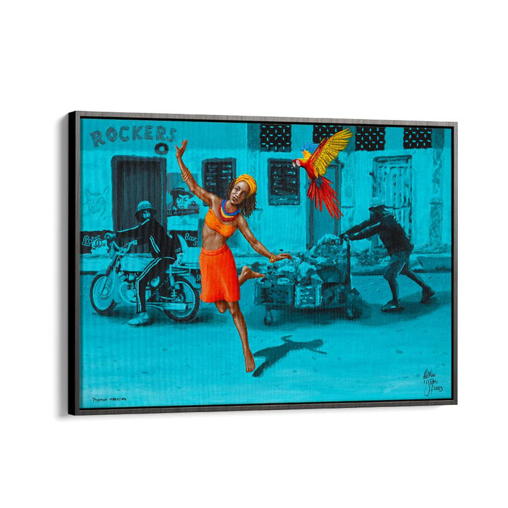 Positive Vibration By Christian Beijer African Artwork  in Black Floater Frame
