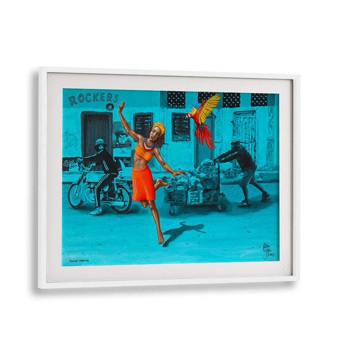 Positive Vibration By Christian Beijer African Artwork in White frame With Mount