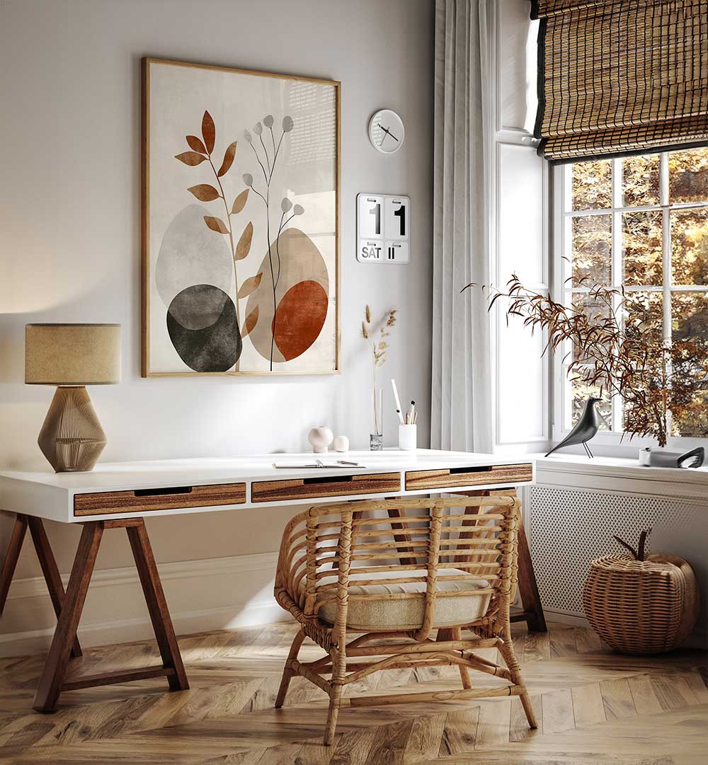 POSTER EARTHY GEO VIII , FLORAL FLOWER PAINTINGS