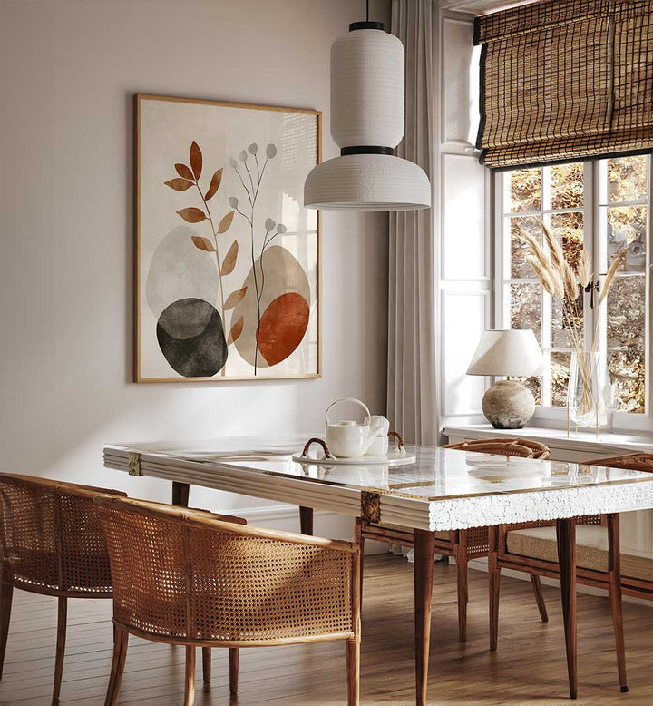 POSTER EARTHY GEO VIII , FLORAL FLOWER PAINTINGS