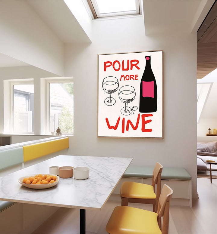POUR MORE WINE PINK , BAR & CAFE ART