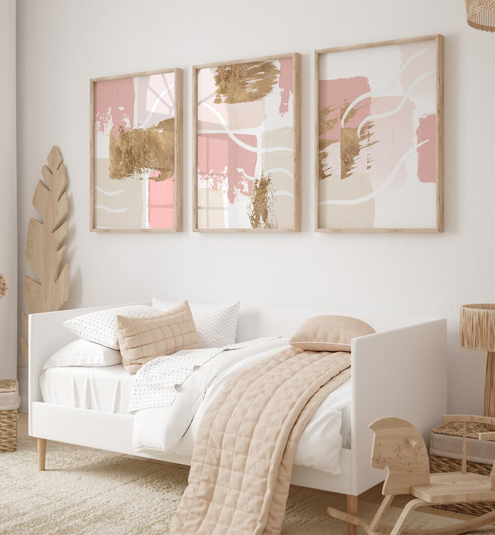 PRIDE OF PINK SET , SET OF 3 PAINTINGS
