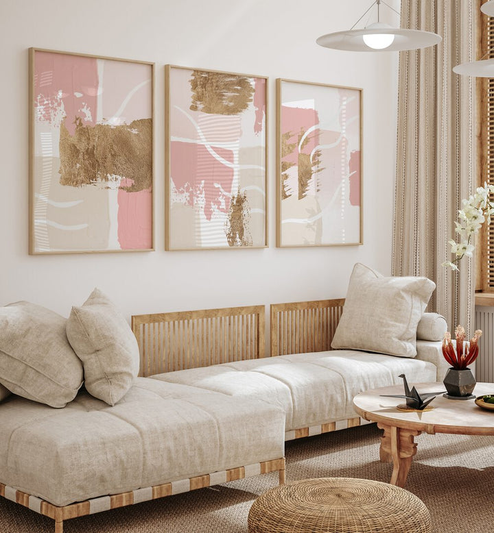 PRIDE OF PINK SET , SET OF 3 PAINTINGS