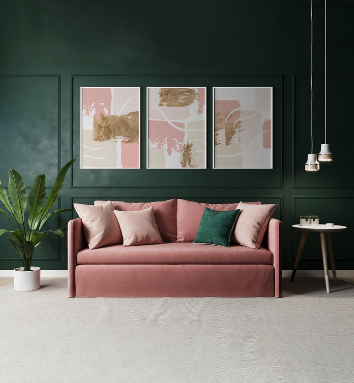 PRIDE OF PINK SET , SET OF 3 PAINTINGS