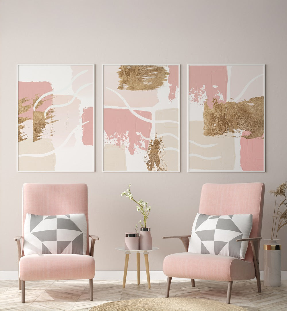 PRIDE OF PINK SET , SET OF 3 PAINTINGS