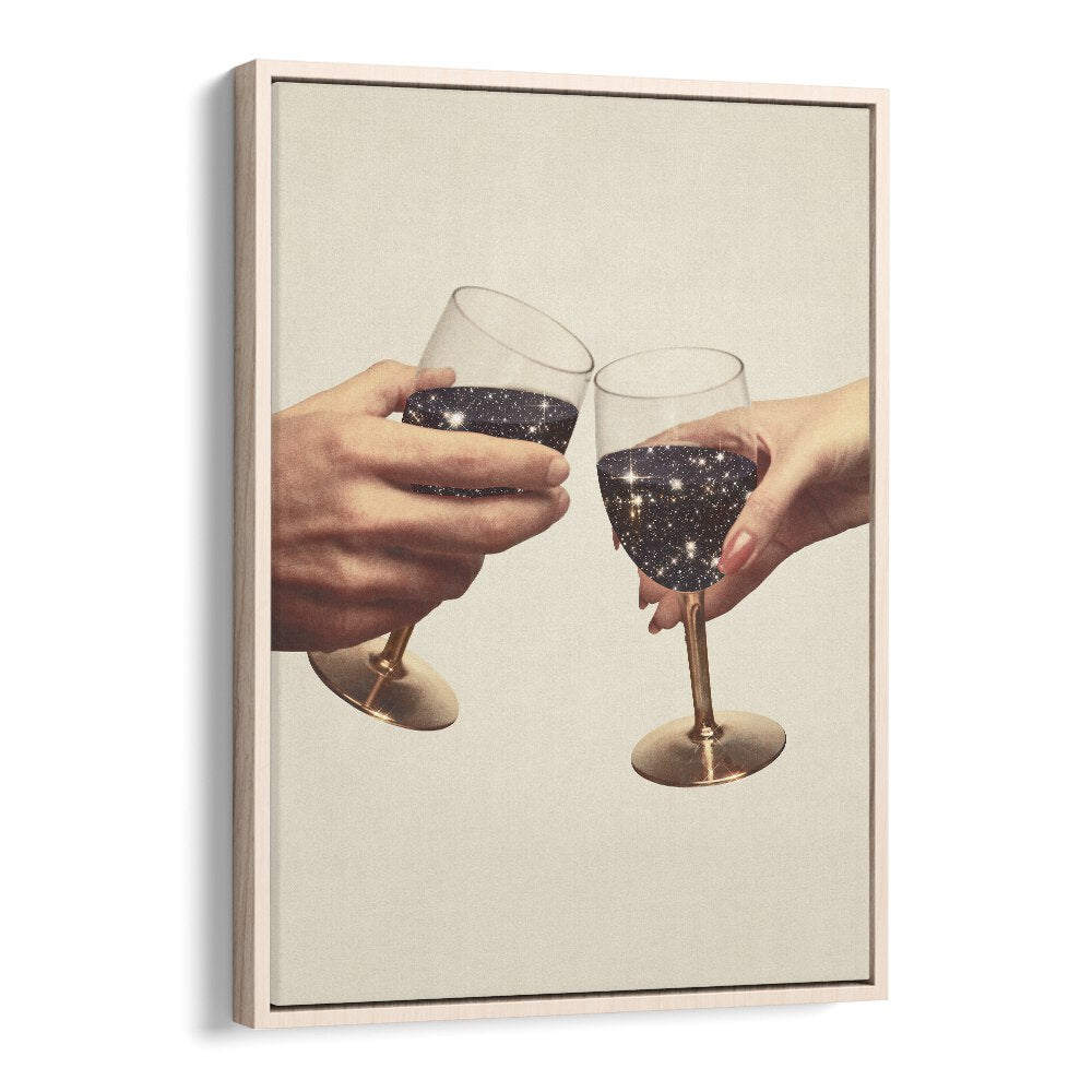 Primordial Wine   Surreal Painting  Artwork in Oak Wood Floater Frame
