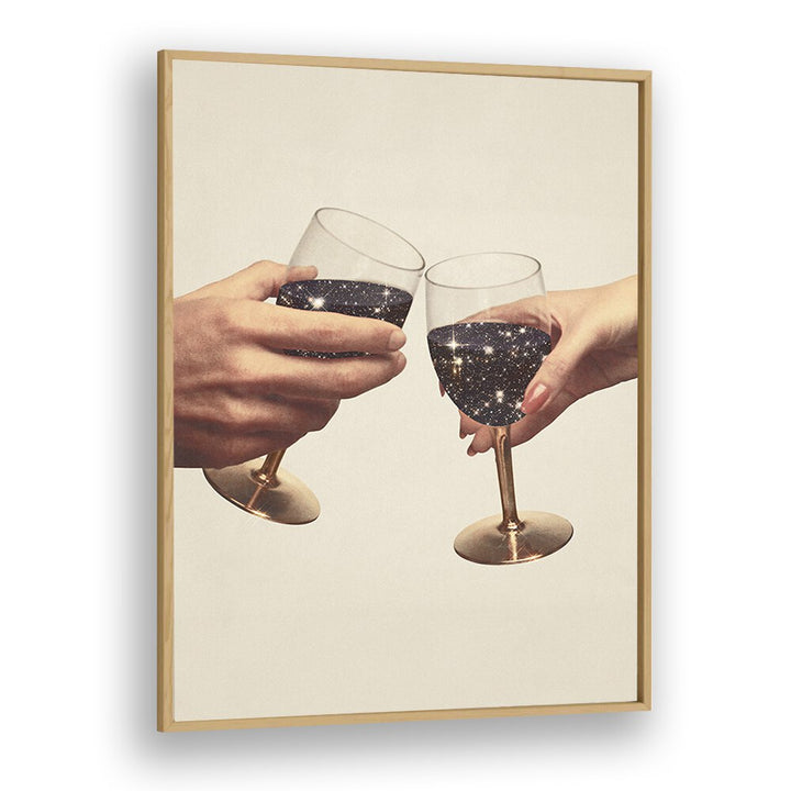 Primordial Wine  Surreal Painting Artwork in Oak Wood Plain Frame