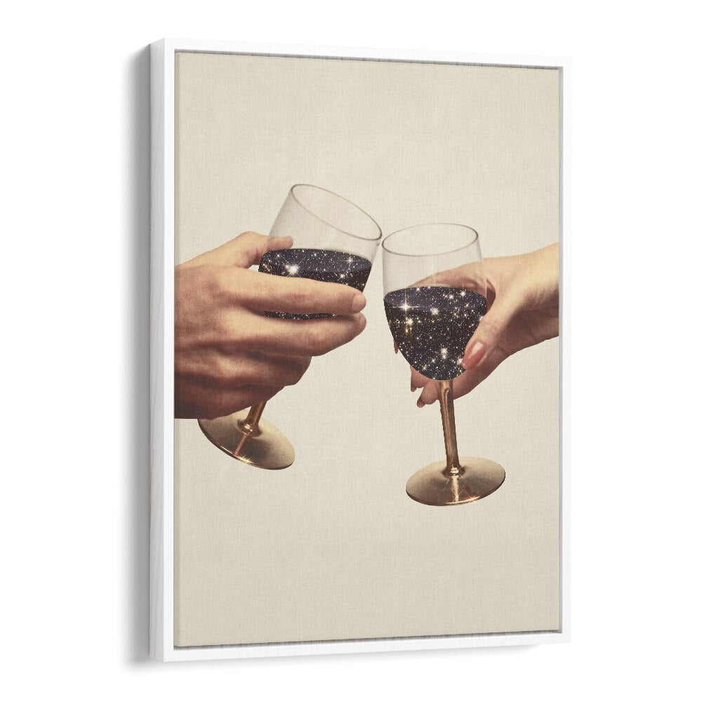 Primordial Wine  Surreal Painting Artwork  in White Floater Frame