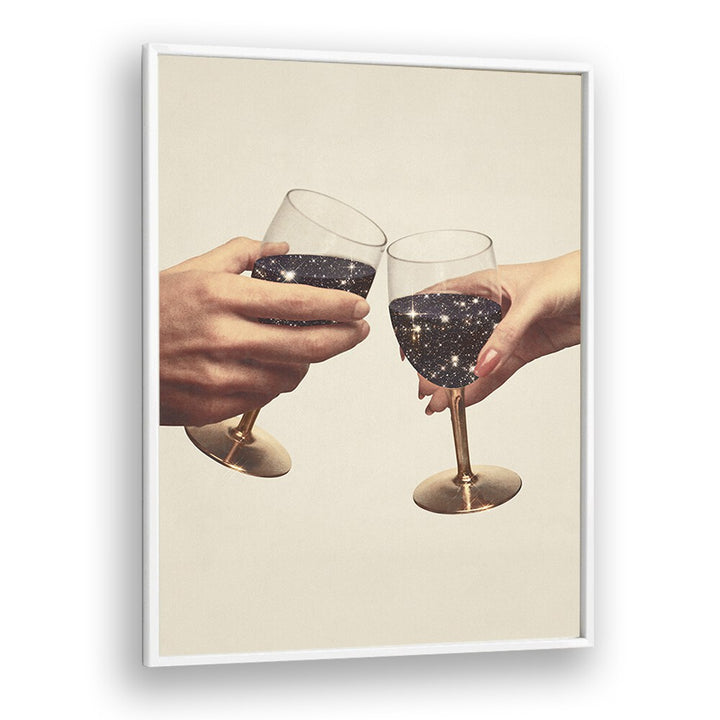 Primordial Wine  Surreal Painting Artwork  in White Plain Frame