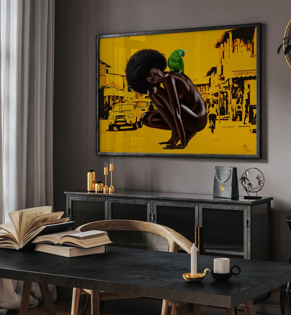 Princesa Do Invasao By Christian Beijer African Artwork Placed on a wall In A Living Room 