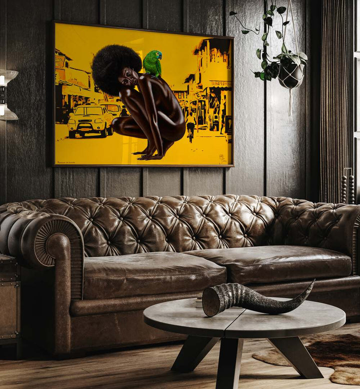 Princesa Do Invasao By Christian Beijer African Artwork Placed on a wall In A Living Room 