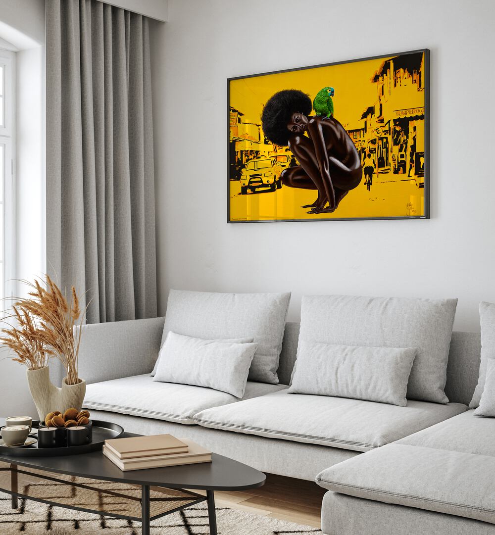 Princesa Do Invasao By Christian Beijer African Artwork Placed on a wall In A Living Room 