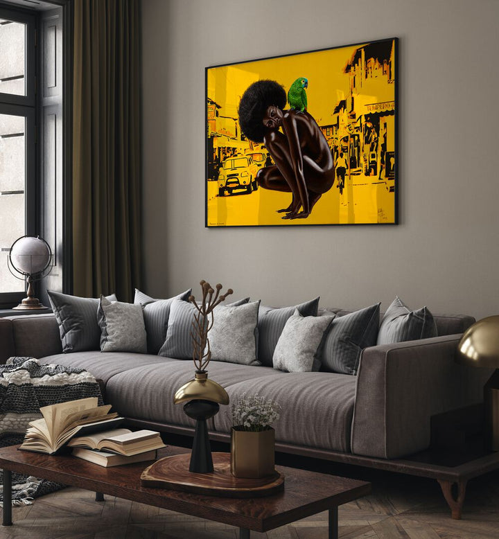 Princesa Do Invasao By Christian Beijer African Artwork Placed on a wall In A Living Room 