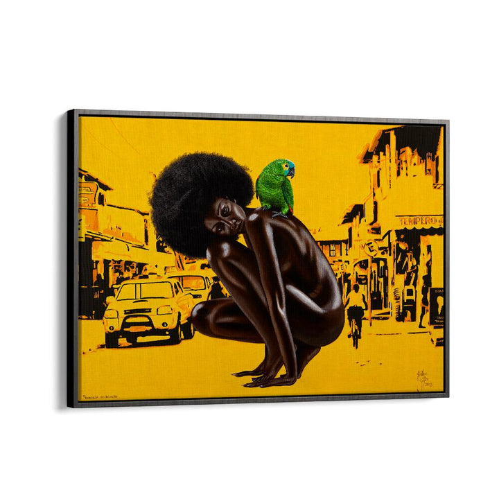 Princesa Do Invasao  By Christian Beijer African Artwork  in Black Floater Frame