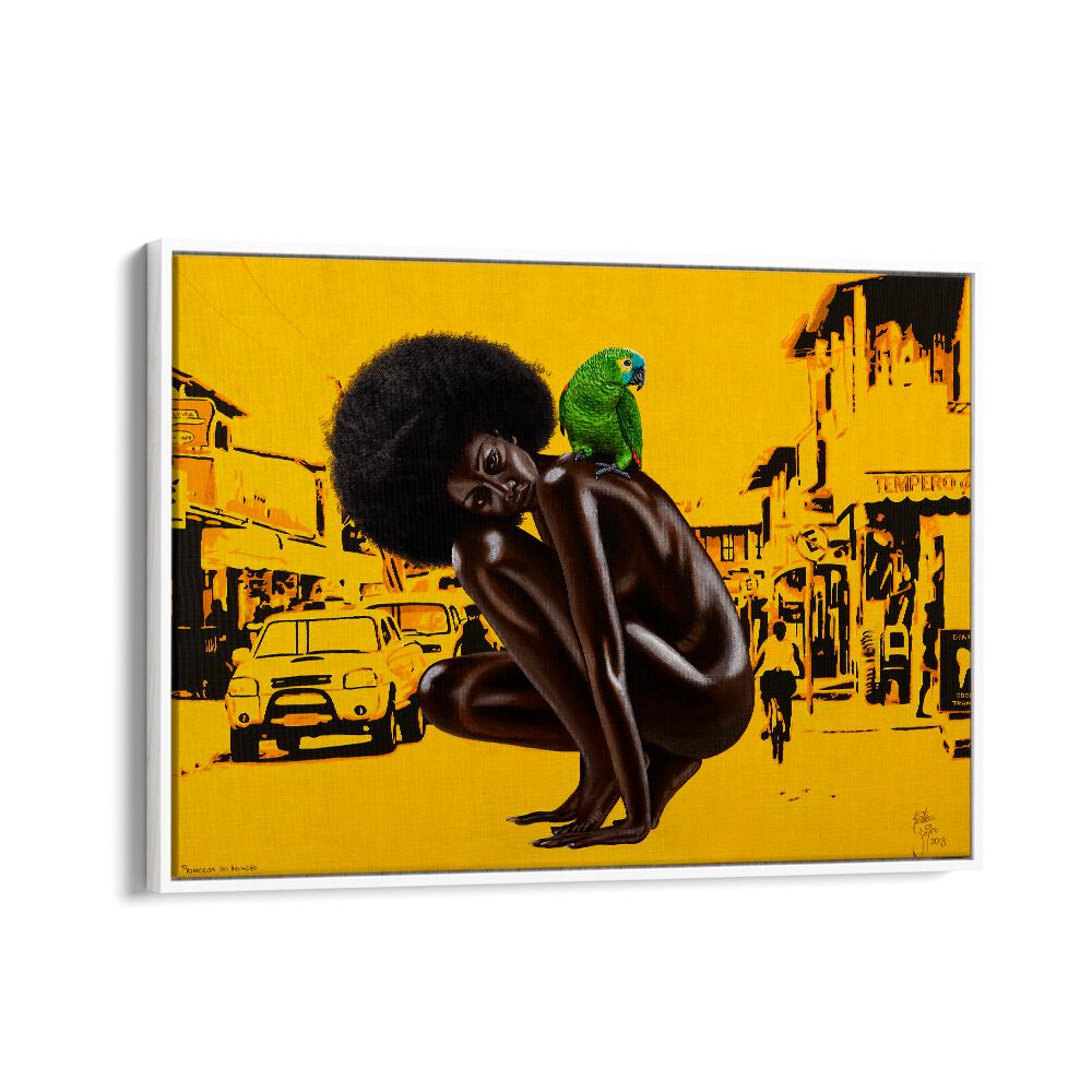 Princesa Do Invasao By Christian Beijer African Artwork in White floater Frame  