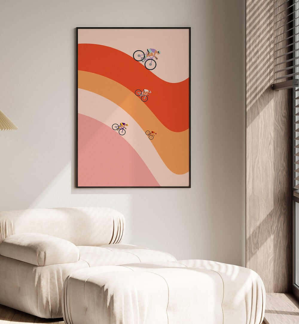 Professional Cycling - Orange sports Artwork Placed on a wall In A Living Room