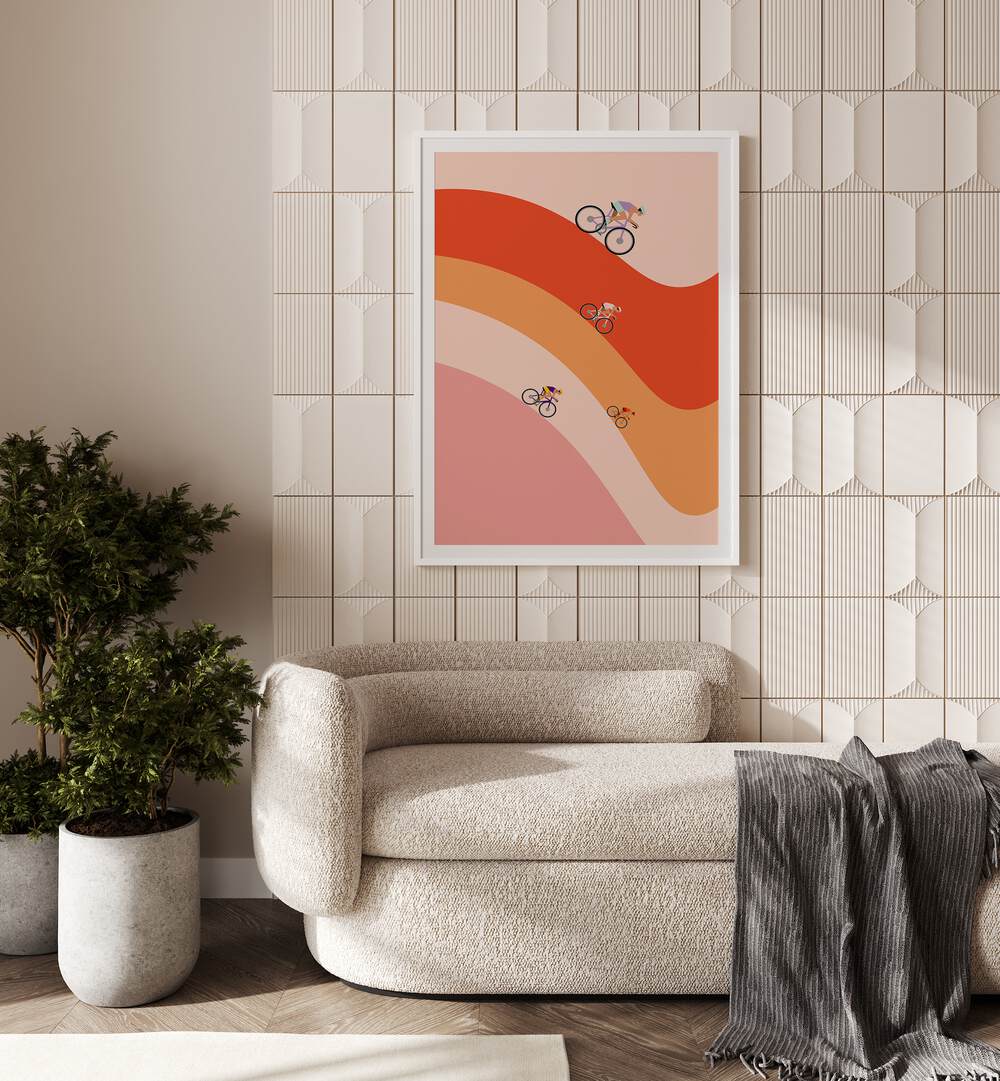 Professional Cycling - Orange sports Artwork Placed on a wall In A Living Room