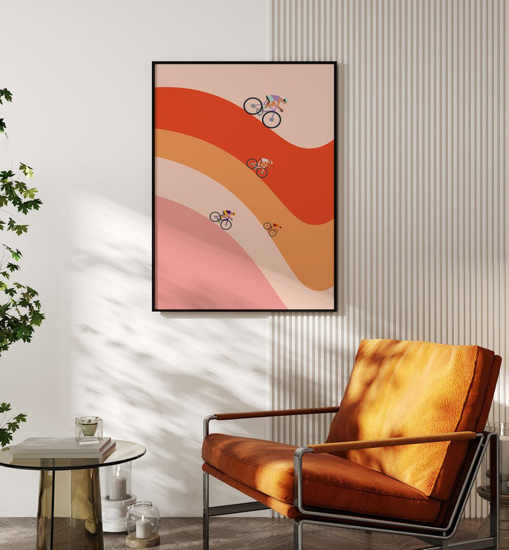 Professional Cycling - Orange sports Artwork Placed on a wall In A Living Room 