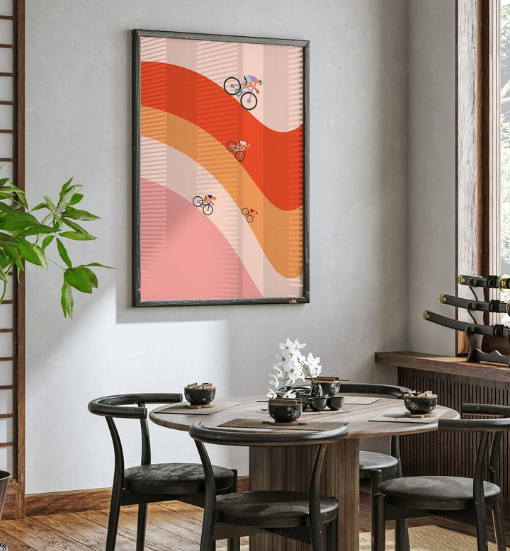 Professional Cycling - Orange sports Artwork Placed on a wal