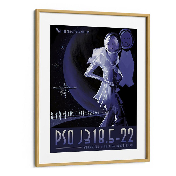 PSO J318.5-22 Astronaut & Nasa Paintings, Space Art Prints Artwork in Oak Wood Frame With Mount
