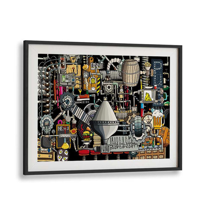 Pub Factory Comic Art Artwork in Black Frame With Mount