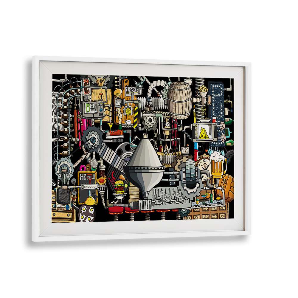 Pub Factory Comic Art Artwork in White Frame With Mount