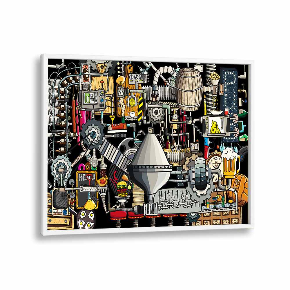 Pub Factory Comic Art Artwork in White Plain Frame