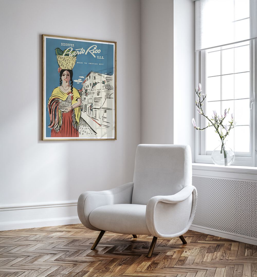 Colorful PUERTO RICO, VINTAGE TRAVEL POSTERS enhance any room, celebrating the island's rich culture and beauty.