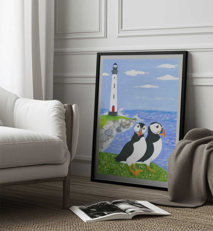 PUFFINS BY THE SEA , KIDS ROOM PAINTINGS