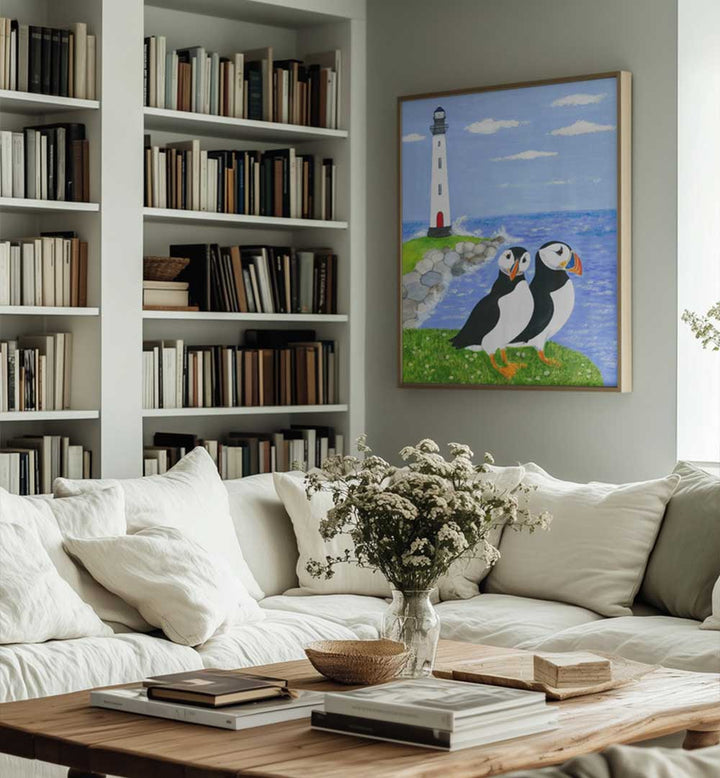 PUFFINS BY THE SEA , KIDS ROOM PAINTINGS