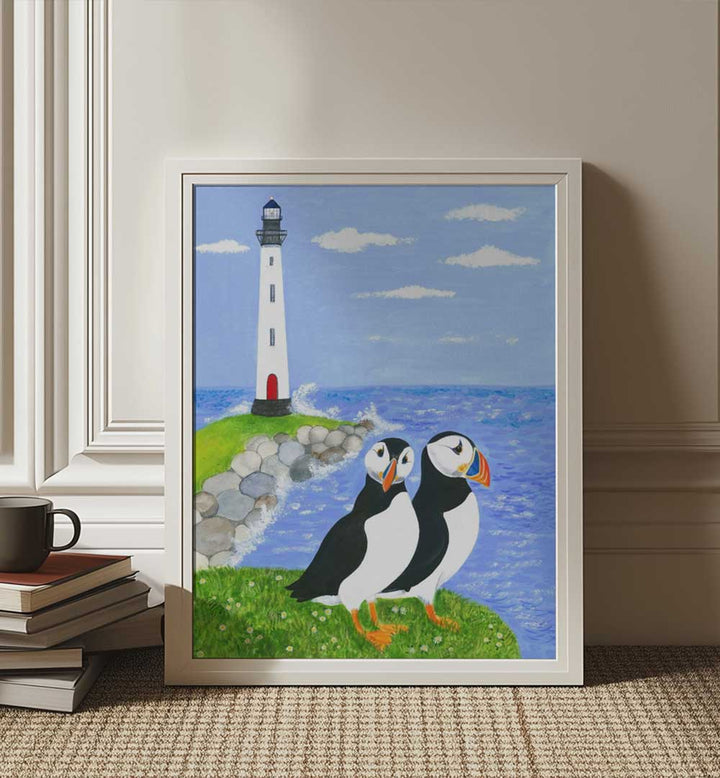 PUFFINS BY THE SEA , KIDS ROOM PAINTINGS