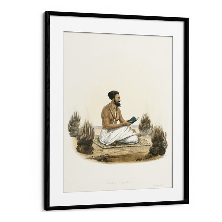 Punch Agnee Indian art painting Artwork in Black Frame With Mount