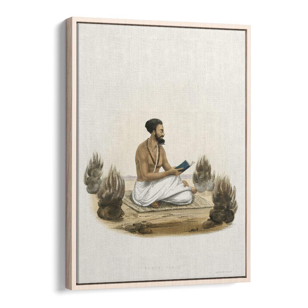 Punch Agnee Indian art painting Artwork in Oak Wood Floater Frame