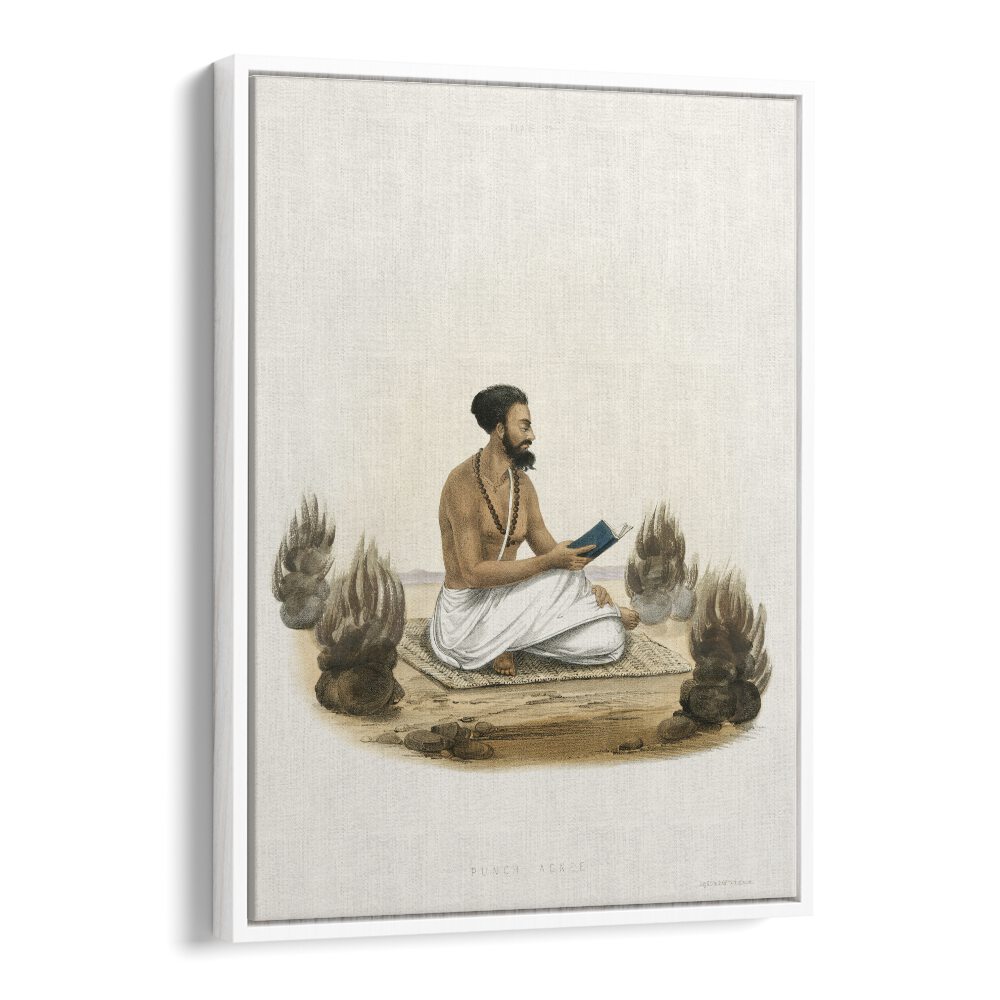 Punch Agnee Indian art painting Artwork in White Floater Frame