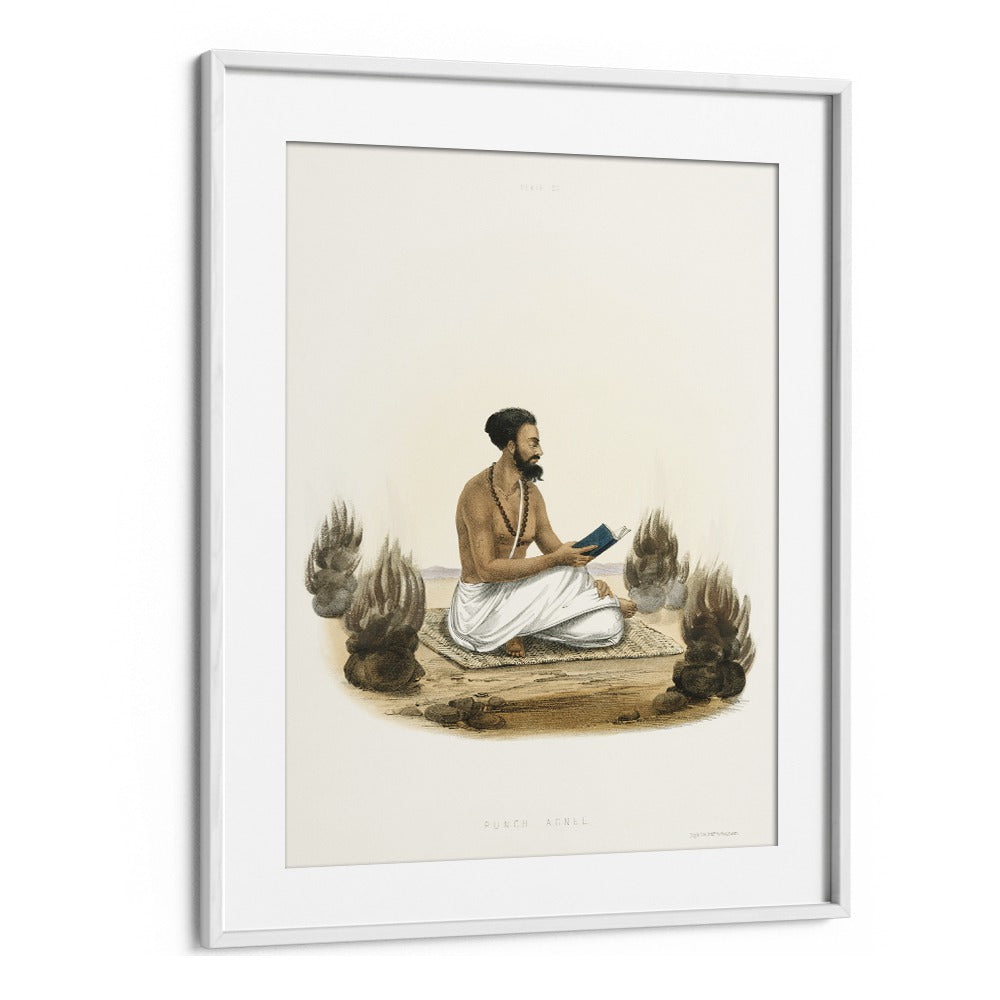 Punch Agnee Indian art painting Artwork in White frame With Mount